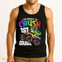 I'm Ready To Crush 1st Grade Dinosaur Back To School Tank Top thumb 3