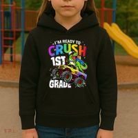 I'm Ready To Crush 1st Grade Dinosaur Back To School Kids Hoodie thumb 3