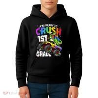 I'm Ready To Crush 1st Grade Dinosaur Back To School Kids Hoodie thumb 4