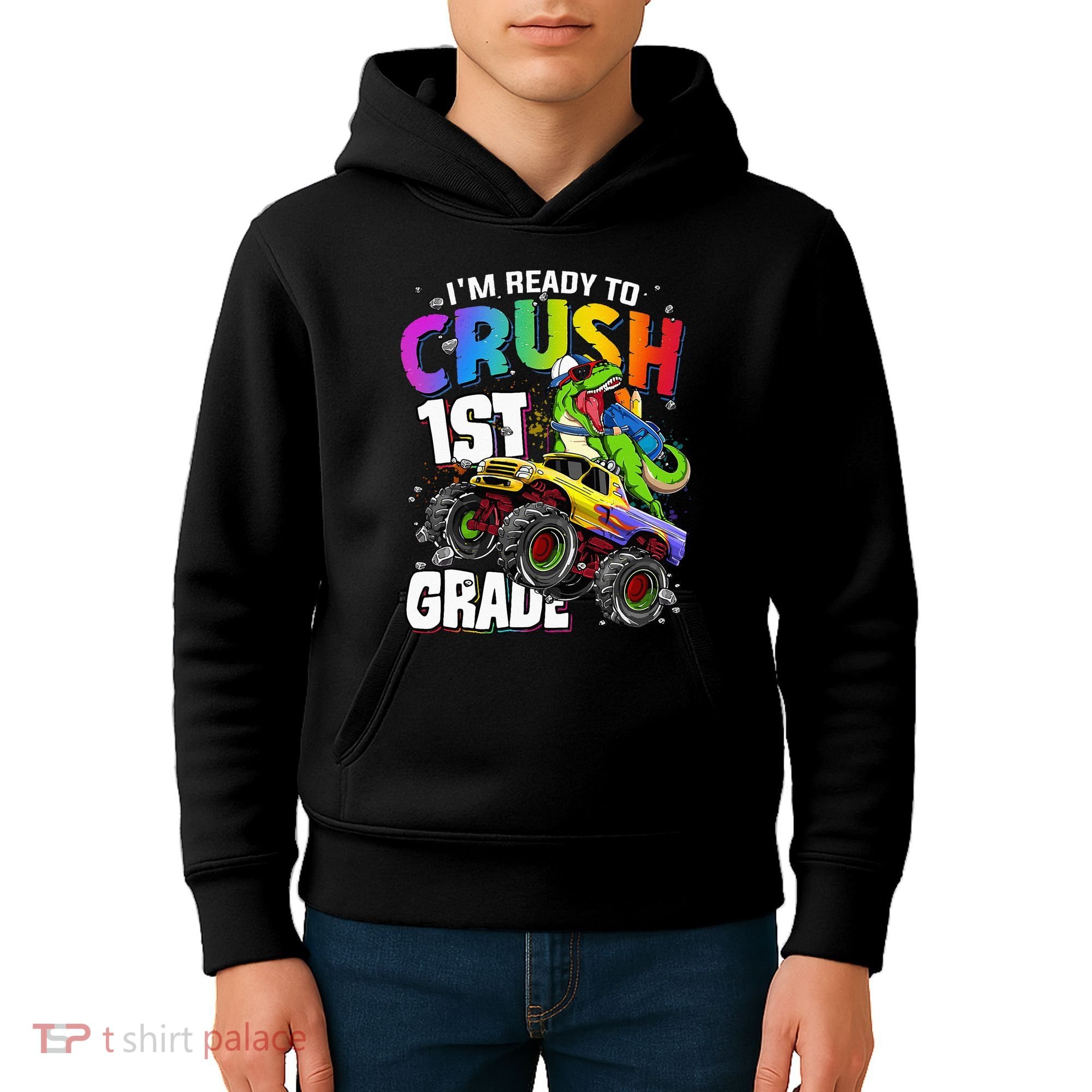 I'm Ready To Crush 1st Grade Dinosaur Back To School Kids Hoodie