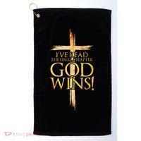 IVe Read The Final Chapter God Wins Christian Faith Cross Golf Towel thumb 0