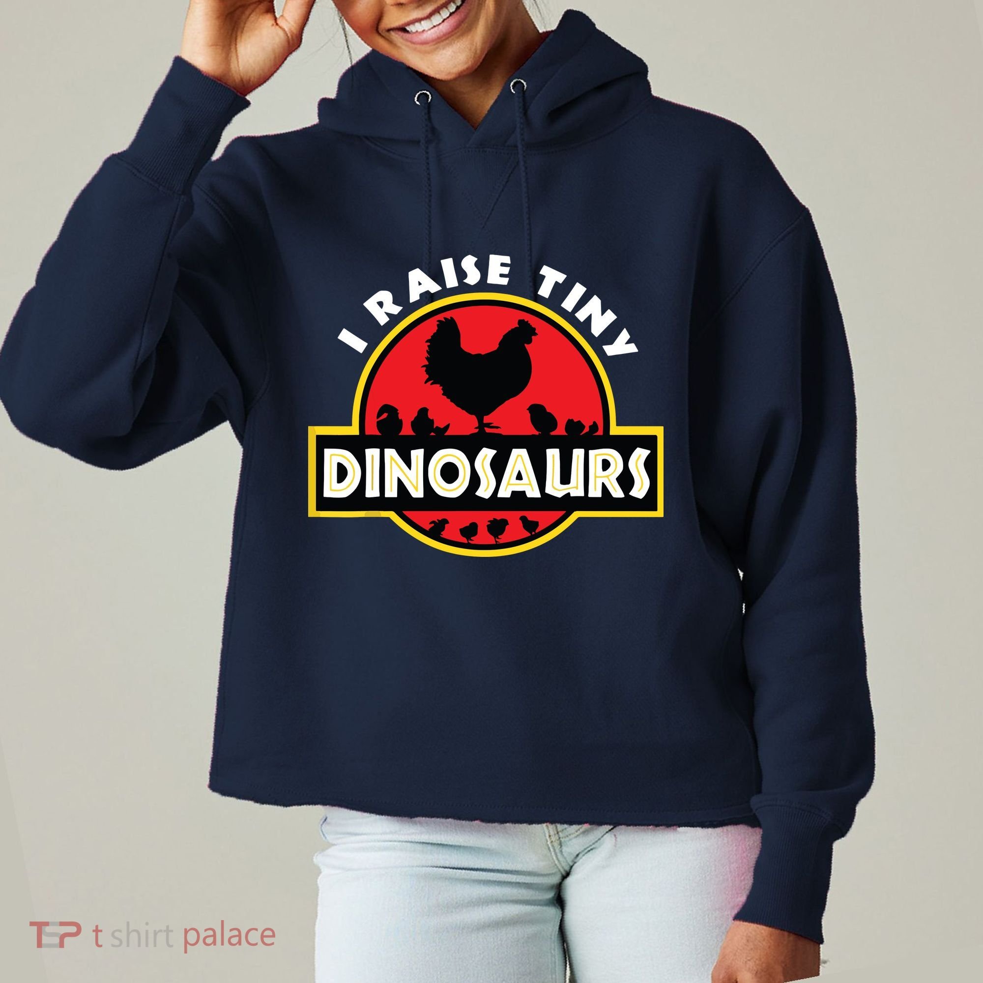 I Raise Tiny Dinosaurs Chicken Lover Ladies Heavyweight Boxy Pullover Hoodie