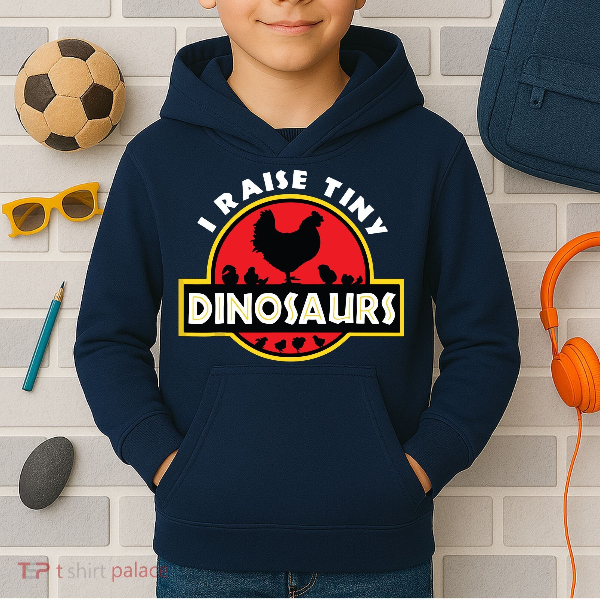 I Raise Tiny Dinosaurs Chicken Lover Kids Hoodie