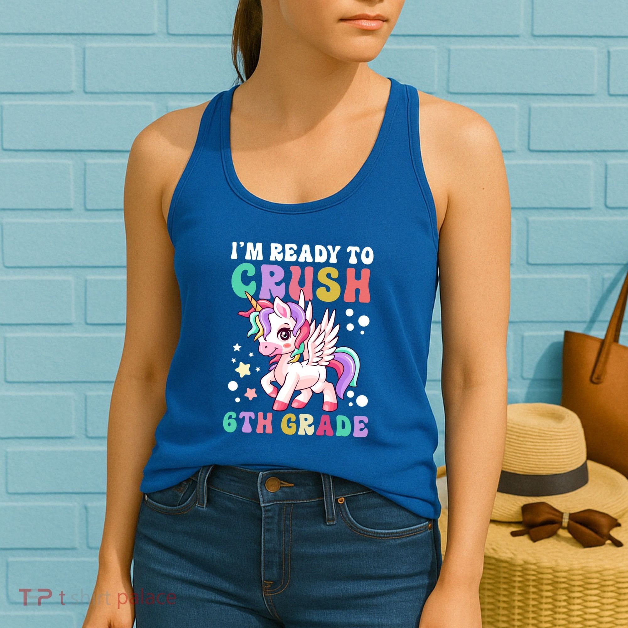 Im Ready To Crush 6Th Grade Cute Unicorn Back To School Gift Women's Tank Top