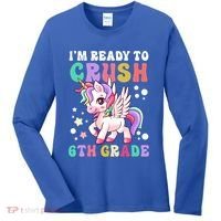 Im Ready To Crush 6Th Grade Cute Unicorn Back To School Gift Women's Long Sleeve Shirt thumb 0