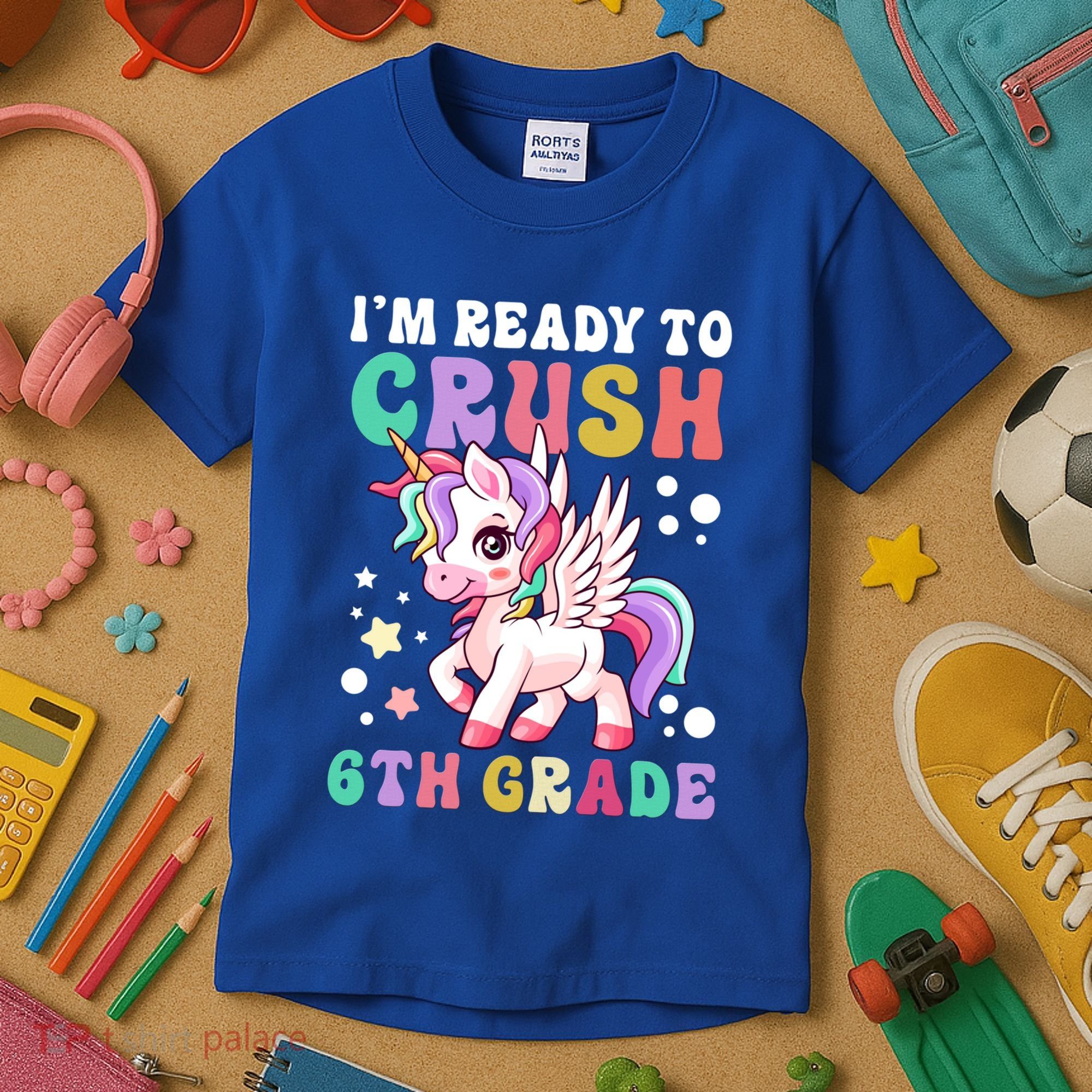 Im Ready To Crush 6Th Grade Cute Unicorn Back To School Gift Kids T-Shirt
