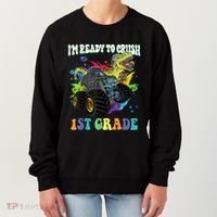 Im Ready To Crush 1st Grade Dinosaur Back To School Women's Sweatshirt thumb 0
