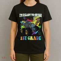Im Ready To Crush 1st Grade Dinosaur Back To School T-Shirt thumb 4