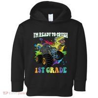 Im Ready To Crush 1st Grade Dinosaur Back To School Toddler Hoodie thumb 0