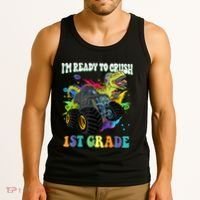 Im Ready To Crush 1st Grade Dinosaur Back To School Tank Top thumb 3