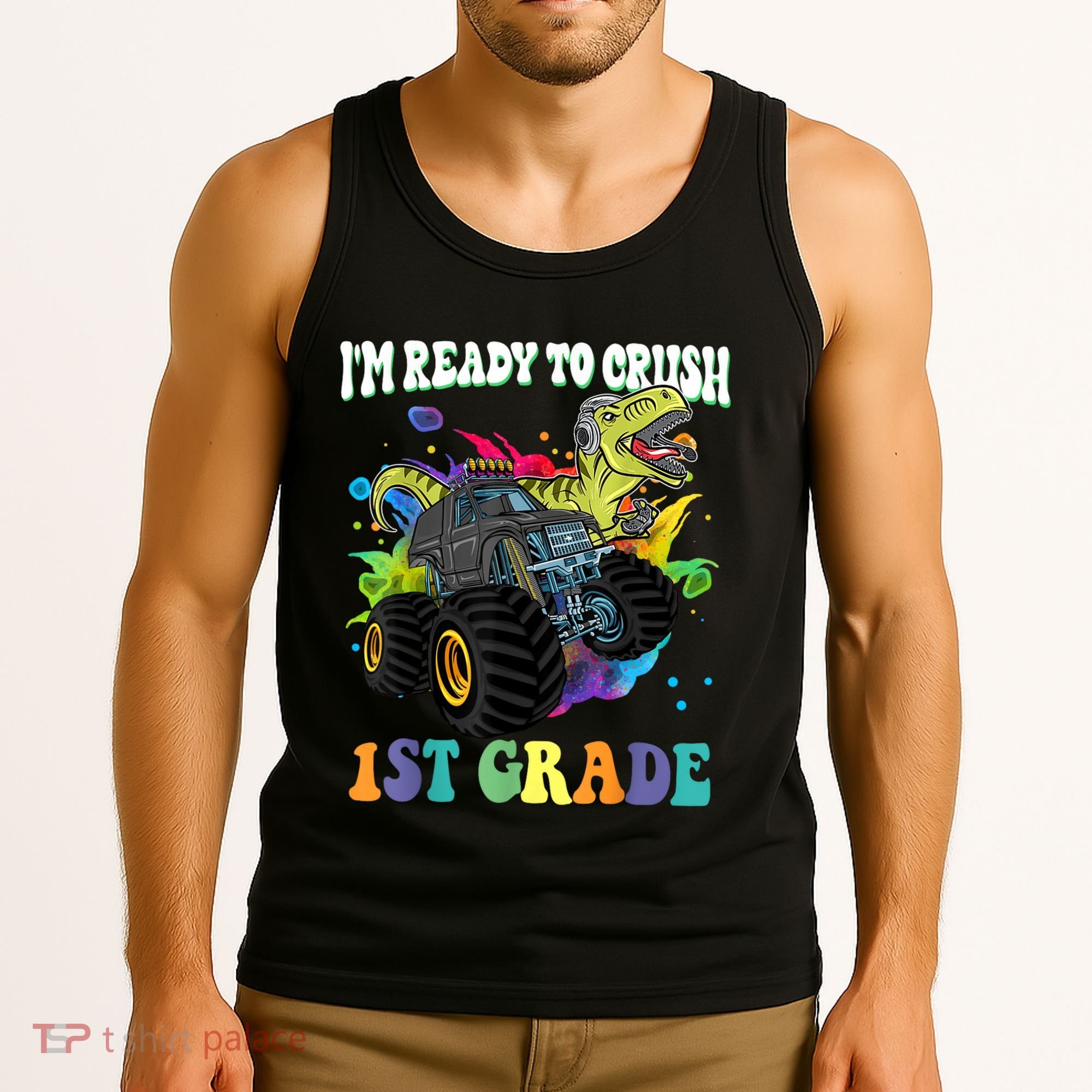 Im Ready To Crush 1st Grade Dinosaur Back To School Tank Top