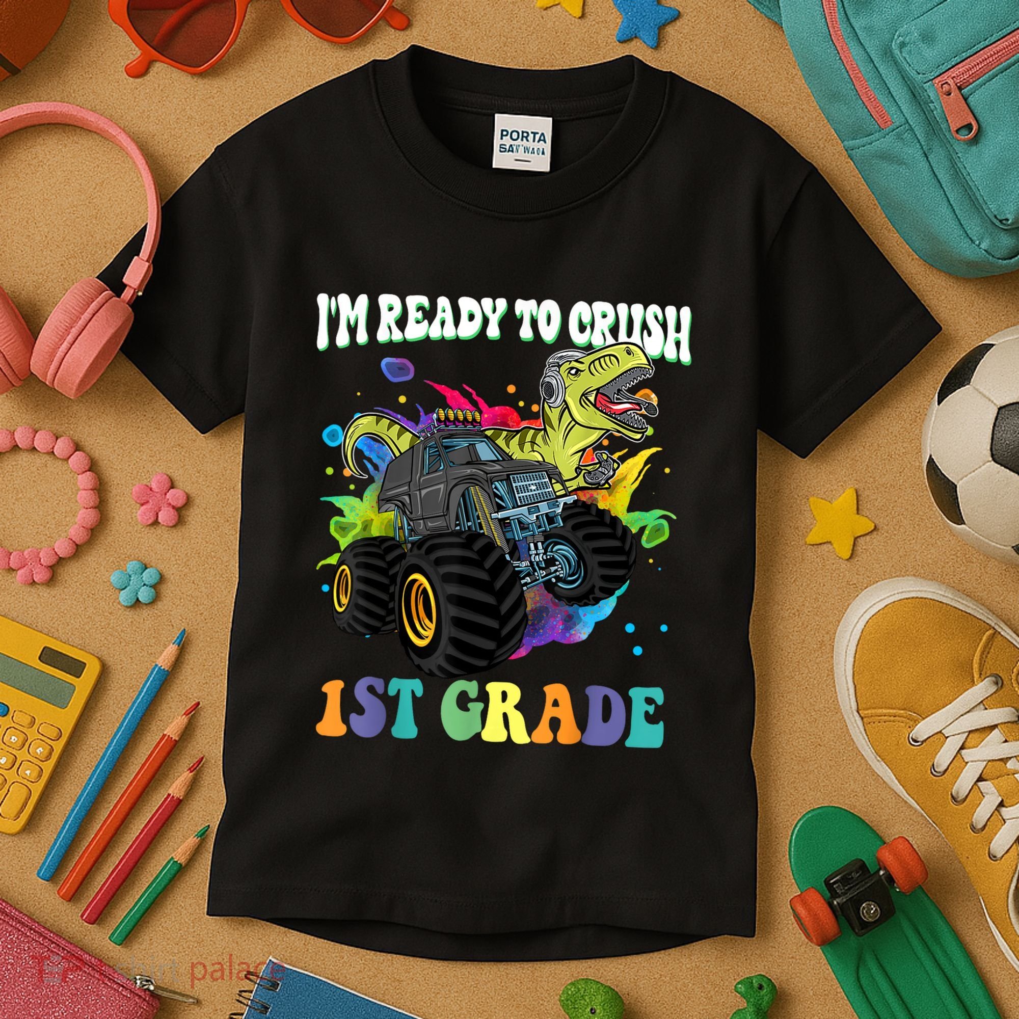 Im Ready To Crush 1st Grade Dinosaur Back To School Kids T-Shirt