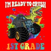 Im Ready To Crush 1st Grade Dinosaur Back To School Santa Hat thumb 1