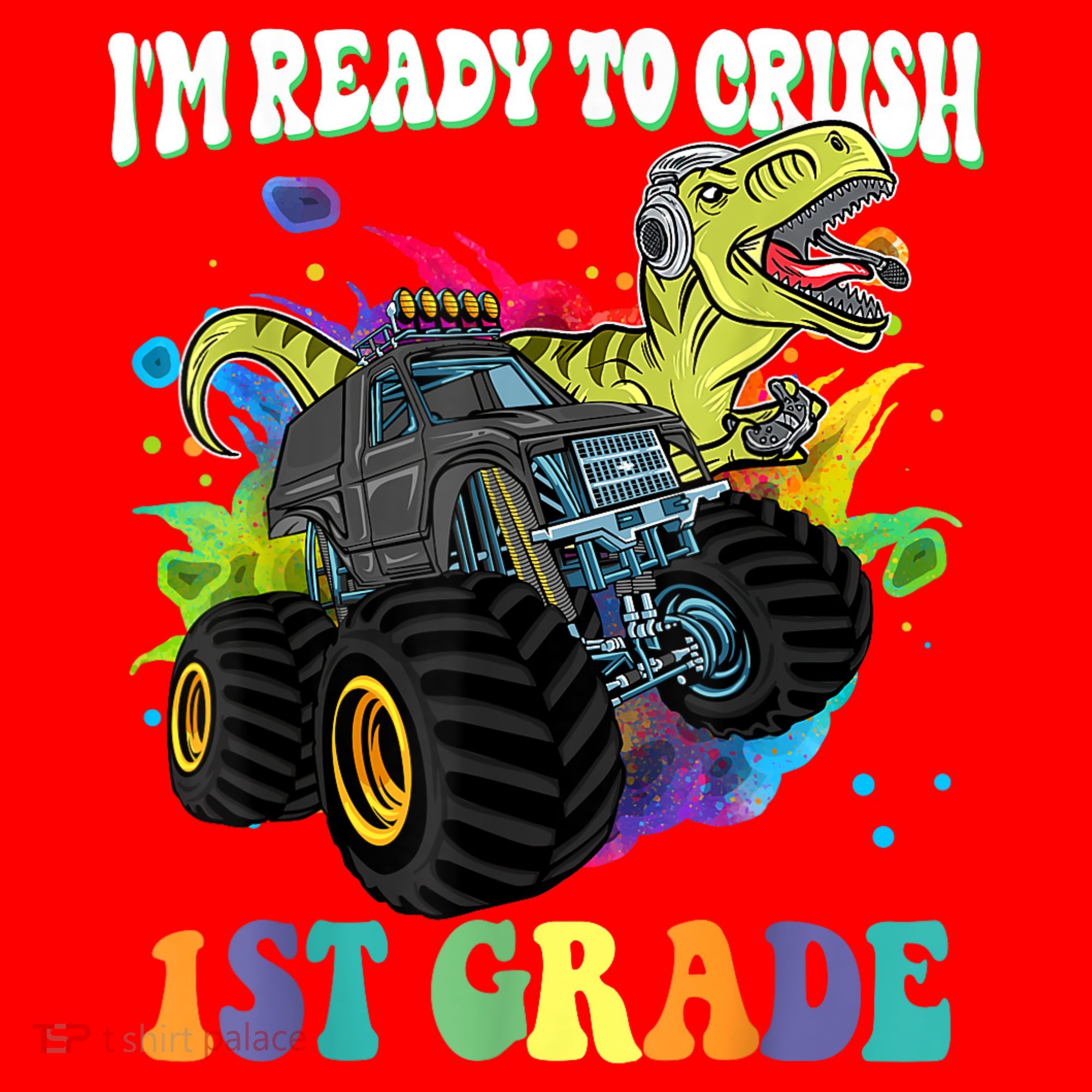 Im Ready To Crush 1st Grade Dinosaur Back To School Santa Hat