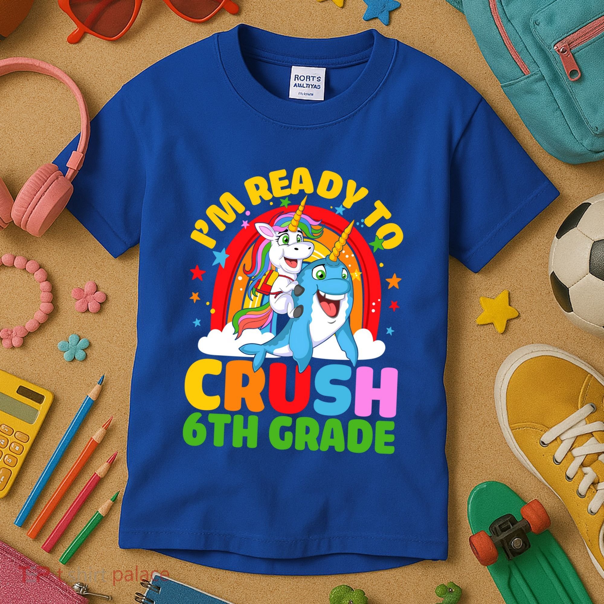 Im Ready To Crush 6Th Grade Unicorn Narwhal Back To School Gift Kids T-Shirt
