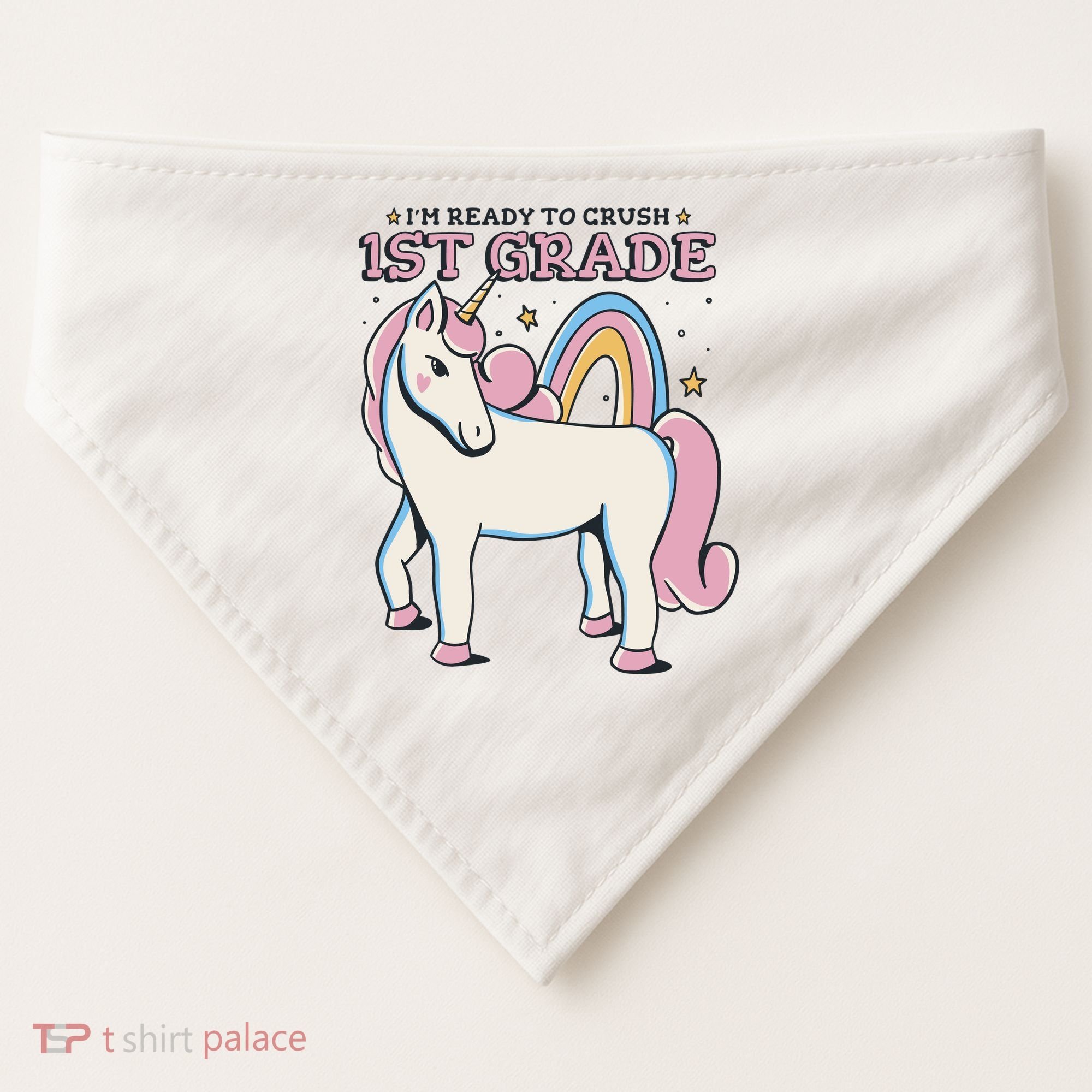 I'm Ready To Crush 1st Grade Rainbow Unicorn USA-Made Doggie Bandana