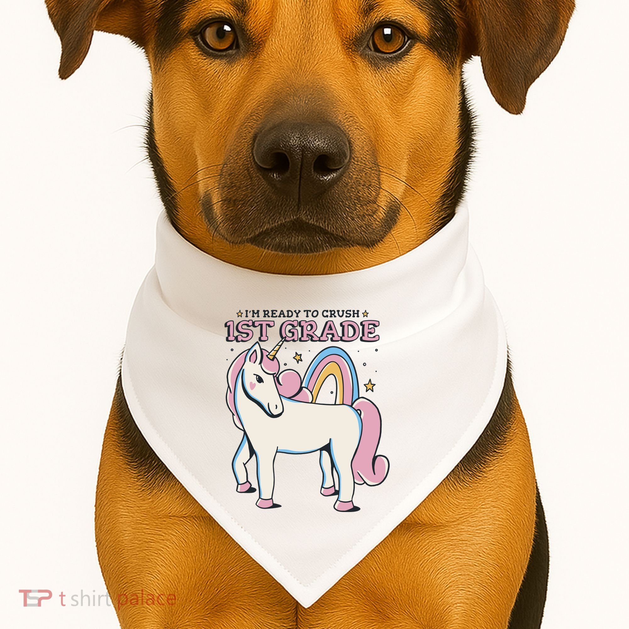 I'm Ready To Crush 1st Grade Rainbow Unicorn USA-Made Doggie Bandana