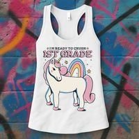 I'm Ready To Crush 1st Grade Rainbow Unicorn Women's Tank Top thumb 3