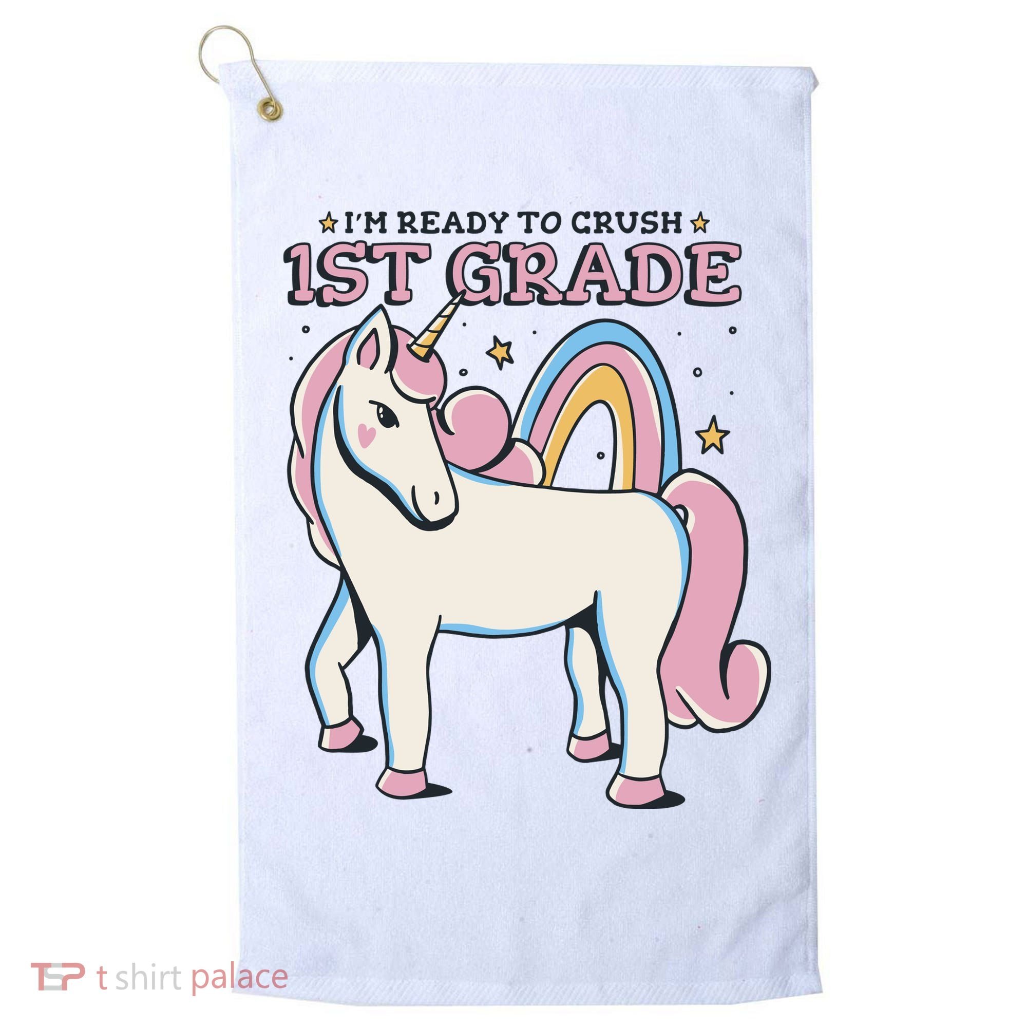 I'm Ready To Crush 1st Grade Rainbow Unicorn Golf Towel