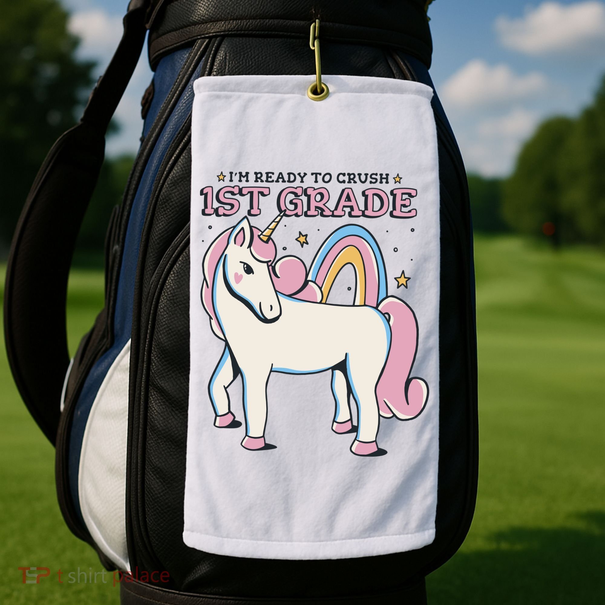 I'm Ready To Crush 1st Grade Rainbow Unicorn Golf Towel