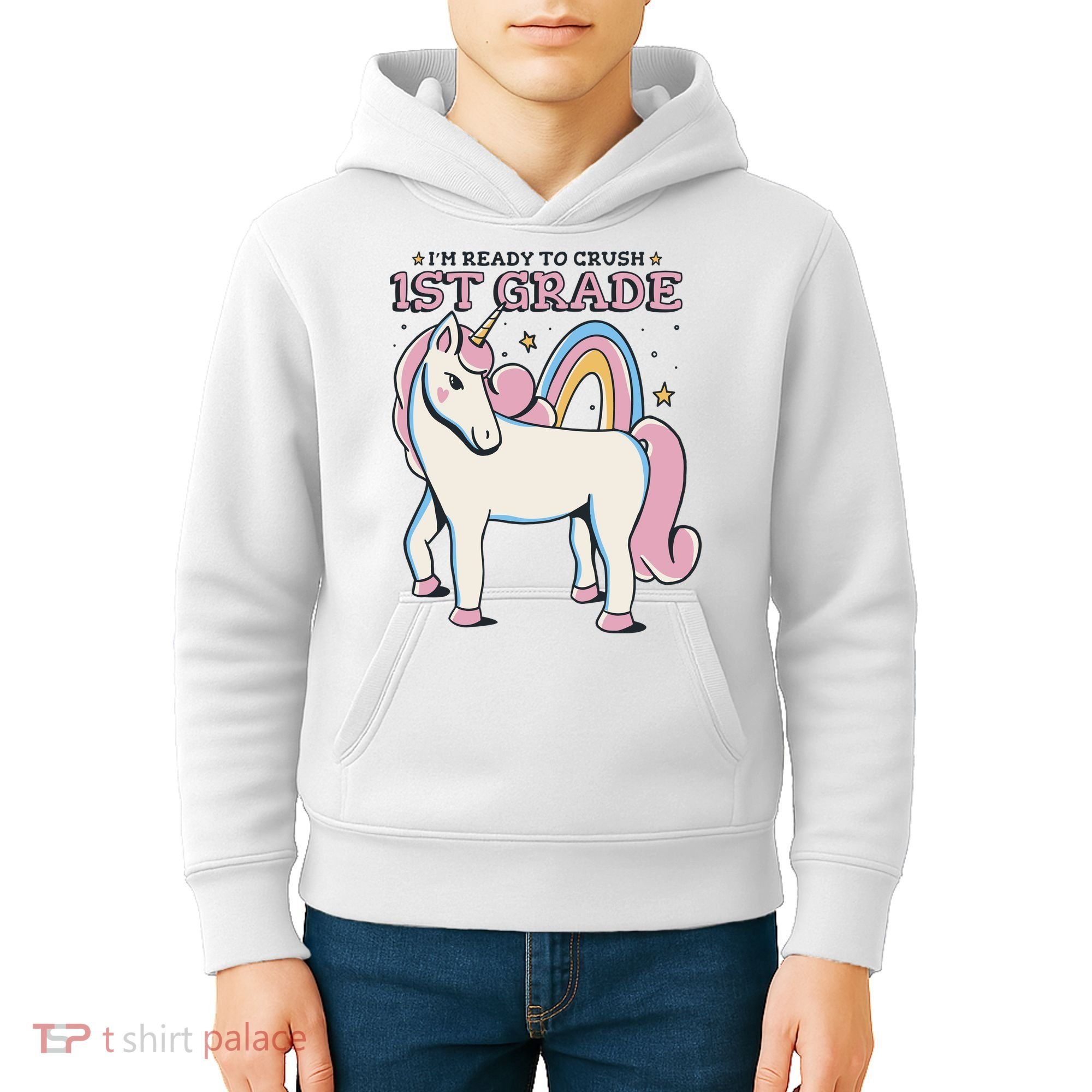 I'm Ready To Crush 1st Grade Rainbow Unicorn Kids Hoodie