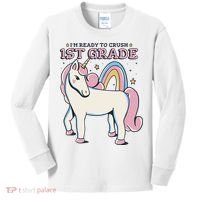 I'm Ready To Crush 1st Grade Rainbow Unicorn Kids Long Sleeve Shirt thumb 0