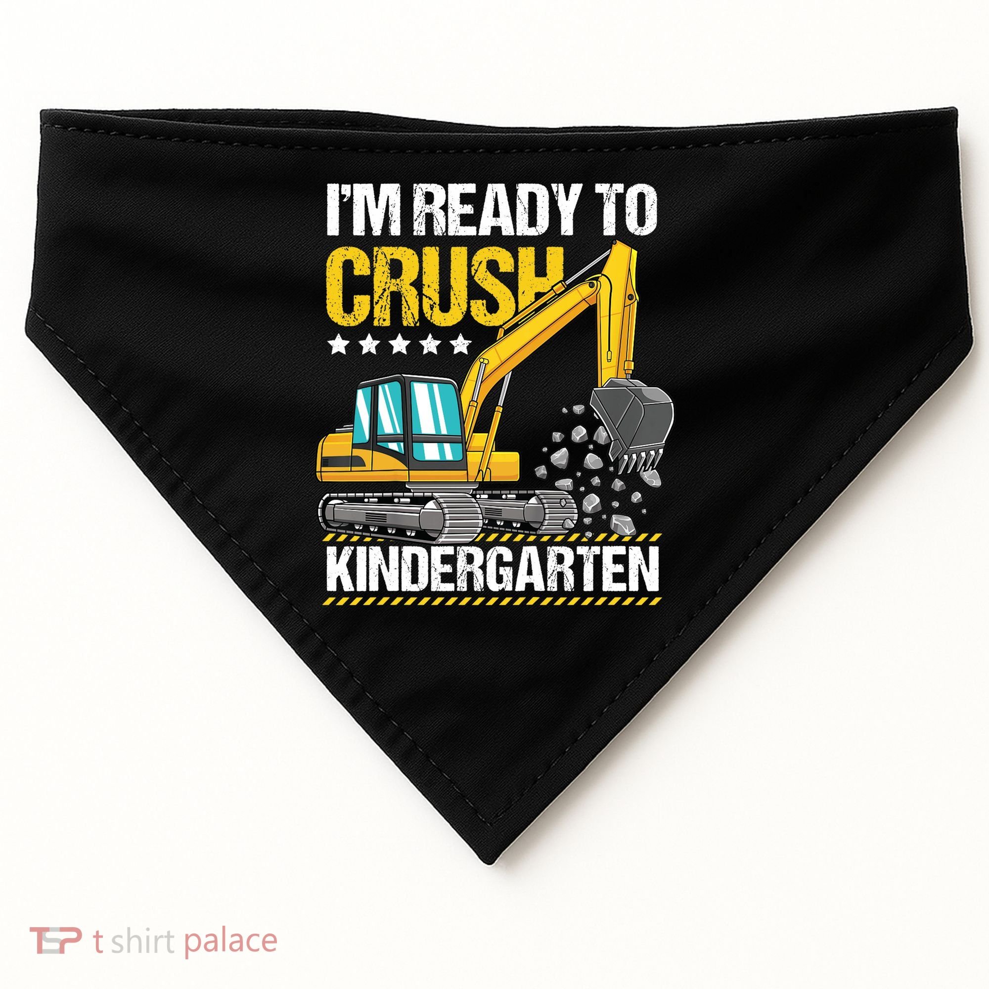 I'm Ready To Crush Kindergarten Construction Vehicle Boy USA-Made Doggie Bandana