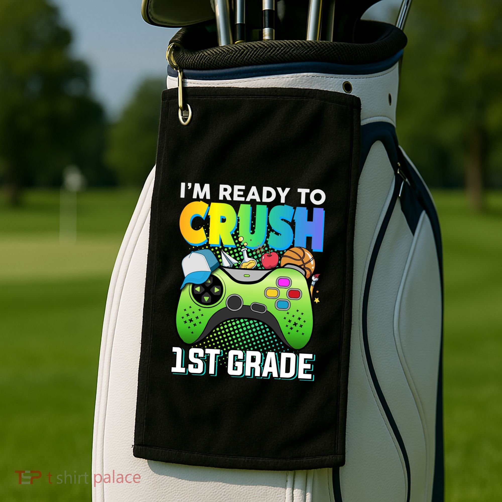 Im Ready To Crush 1st Grade Back To School Video Game Boy Gift Golf Towel