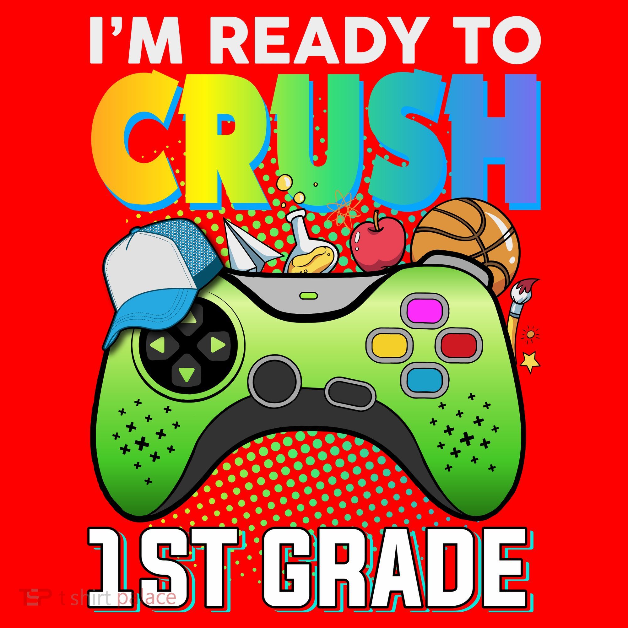 Im Ready To Crush 1st Grade Back To School Video Game Boy Gift Santa Hat
