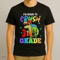 I'm Ready To Crush 3rd Grade Dinosaur Back To School T-Shirt thumb 3