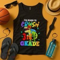 I'm Ready To Crush 3rd Grade Dinosaur Back To School Tank Top thumb 4
