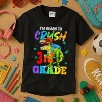 I'm Ready To Crush 3rd Grade Dinosaur Back To School Kids T-Shirt thumb 3