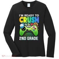 Im Ready To Crush 2nd Grade Back To School Video Game Boy Gift Women's Long Sleeve Shirt thumb 0