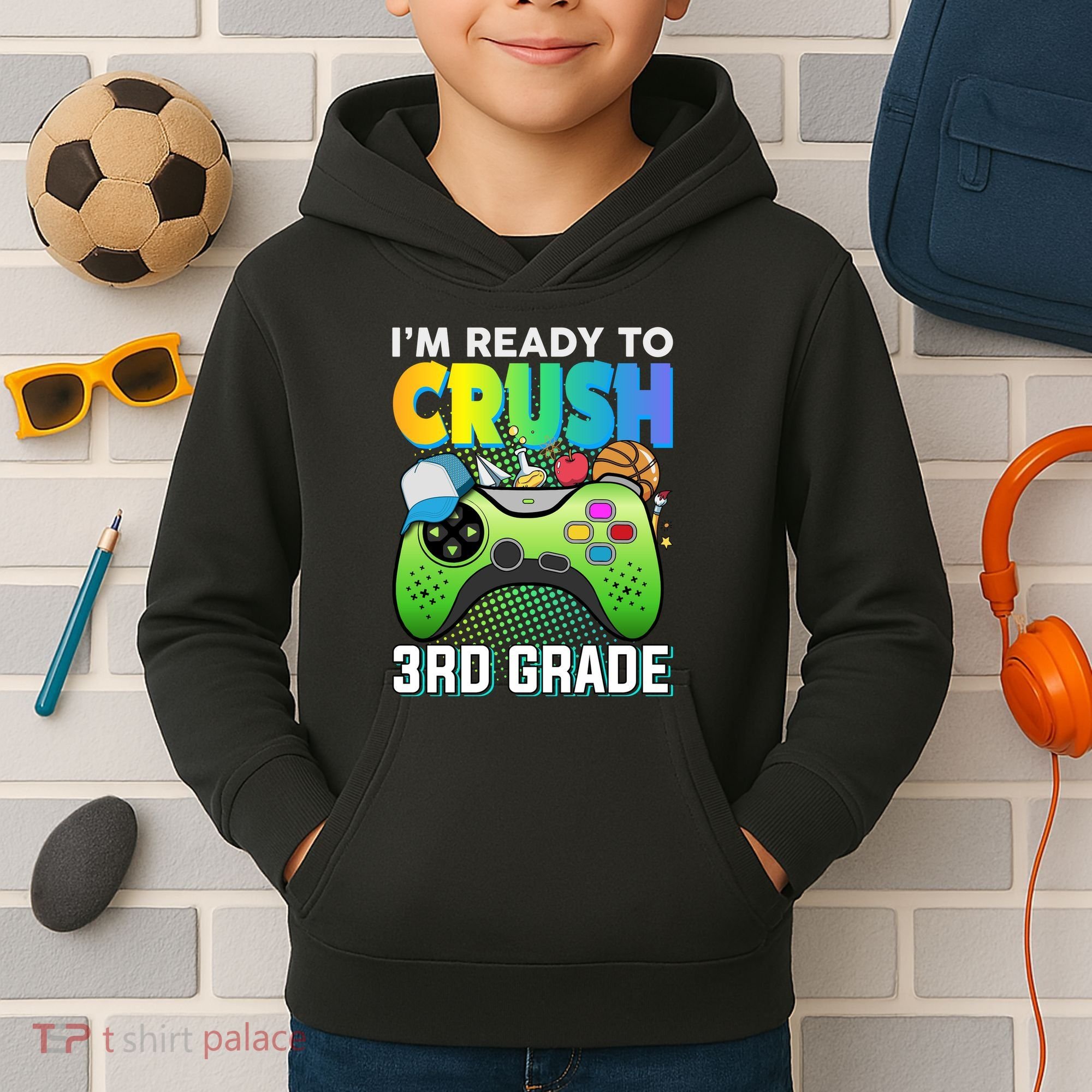 Im Ready To Crush 3rd Grade Back To School Video Game Boy Gift Kids Hoodie