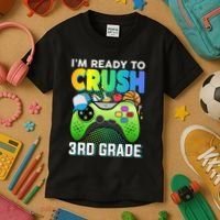 Im Ready To Crush 3rd Grade Back To School Video Game Boy Gift Kids T-Shirt thumb 3
