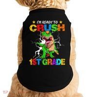I'm Ready To Crush 1st Grade T Rex Dinosaur Back To School Doggie Tank thumb 0