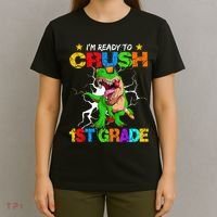 I'm Ready To Crush 1st Grade T Rex Dinosaur Back To School T-Shirt thumb 4