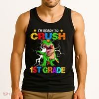 I'm Ready To Crush 1st Grade T Rex Dinosaur Back To School Tank Top thumb 3