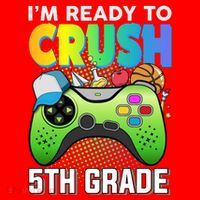 Im Ready To Crush 5th Grade Back To School Video Game Boy Gift Santa Hat thumb 1