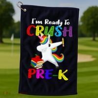 I'm Ready To Crush Pre K Tee Dabbing Unicorn Pre School Pre K Golf Towel thumb 1