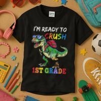 IM Ready To Crush 1st Grade Dinosaur 1st Day Of School Kids T-Shirt thumb 3