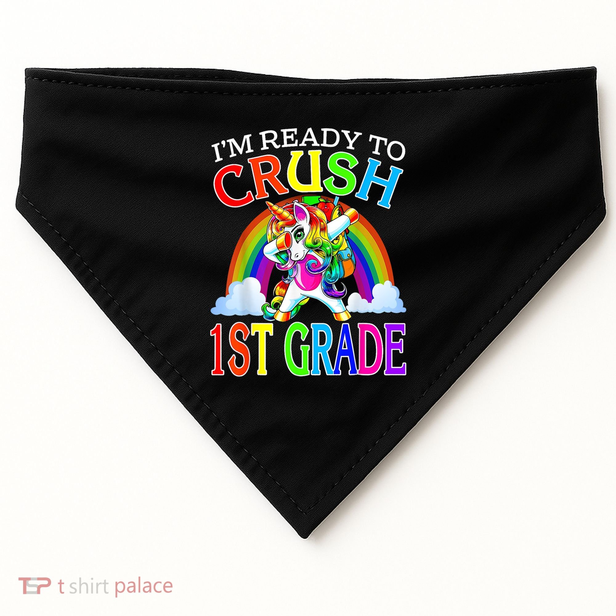 Im Ready To Crush 1st Grade Dabbing Unicorn Back To School USA-Made Doggie Bandana