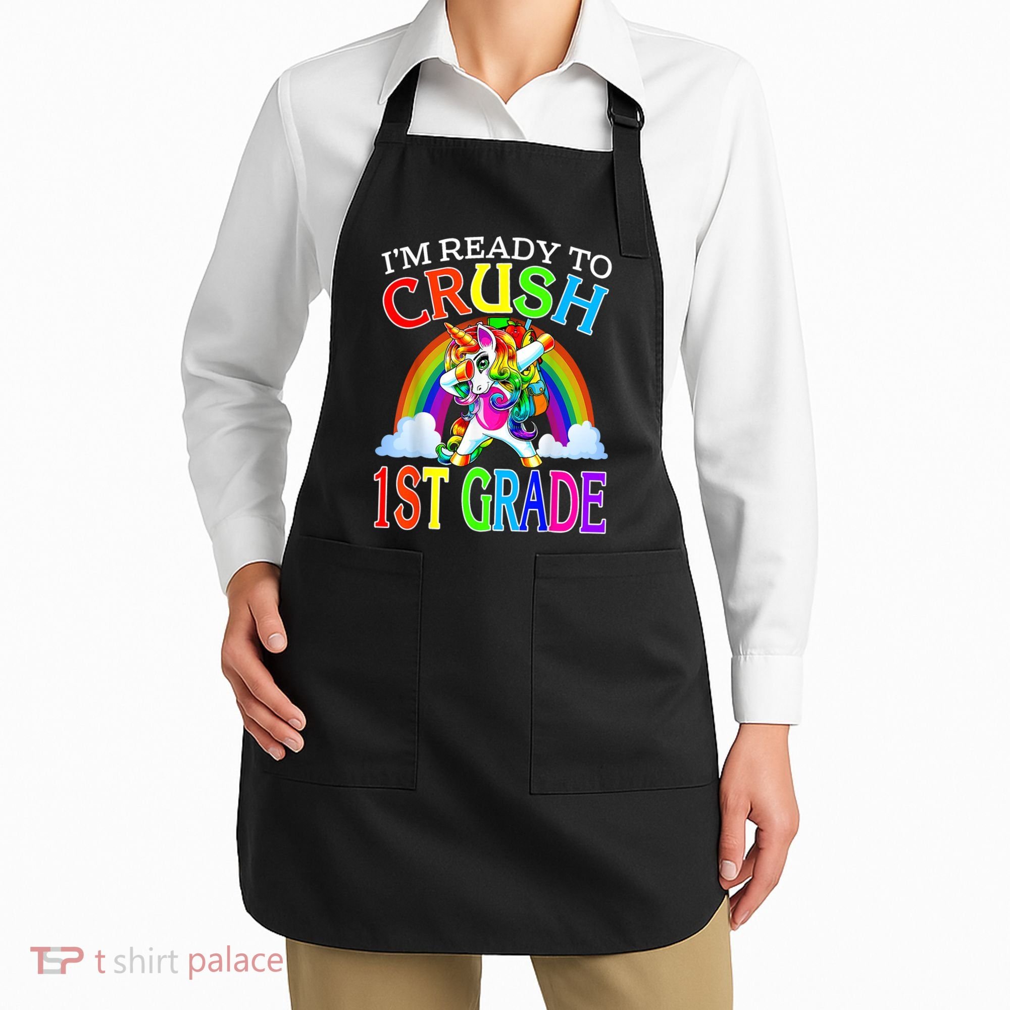 Im Ready To Crush 1st Grade Dabbing Unicorn Back To School Apron