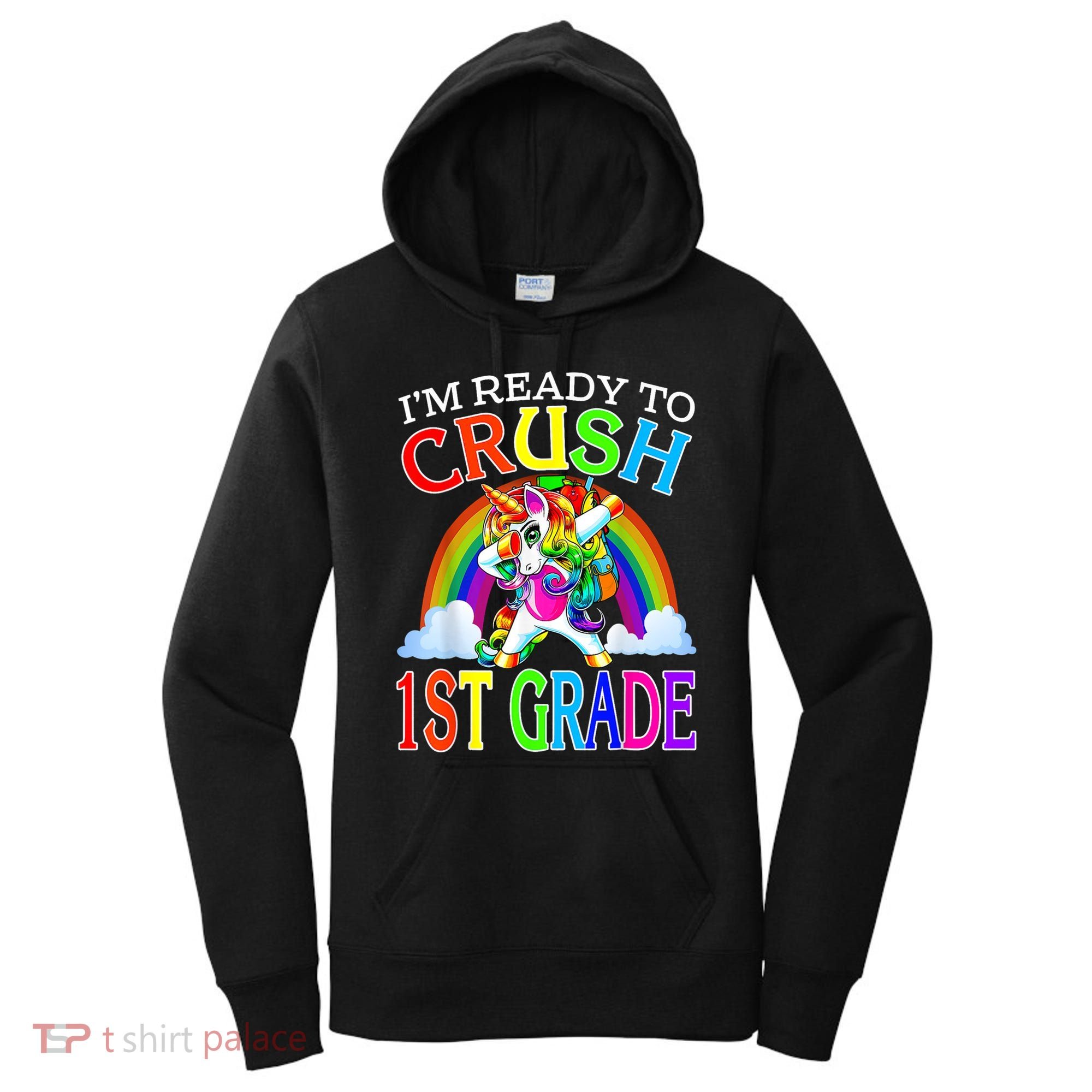 Im Ready To Crush 1st Grade Dabbing Unicorn Back To School Women's Hoodie
