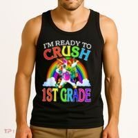 Im Ready To Crush 1st Grade Dabbing Unicorn Back To School Tank Top thumb 3