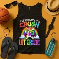 Im Ready To Crush 1st Grade Dabbing Unicorn Back To School Tank Top thumb 4