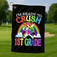 Im Ready To Crush 1st Grade Dabbing Unicorn Back To School Golf Towel thumb 1