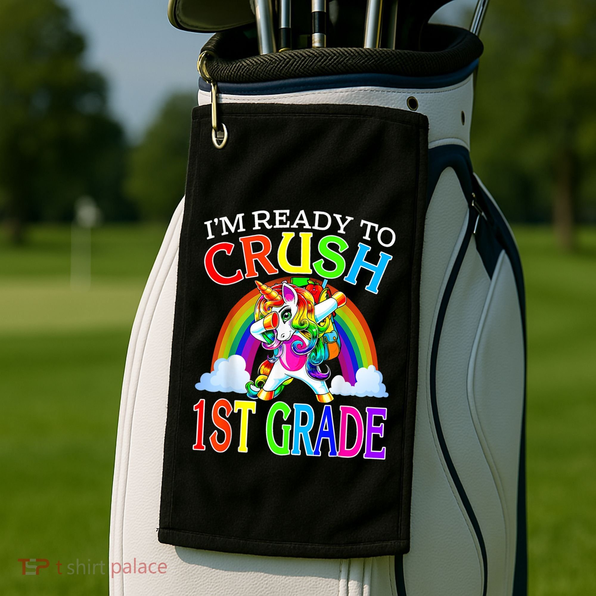 Im Ready To Crush 1st Grade Dabbing Unicorn Back To School Golf Towel