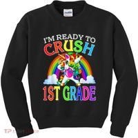 Im Ready To Crush 1st Grade Dabbing Unicorn Back To School Kids Sweatshirt thumb 0
