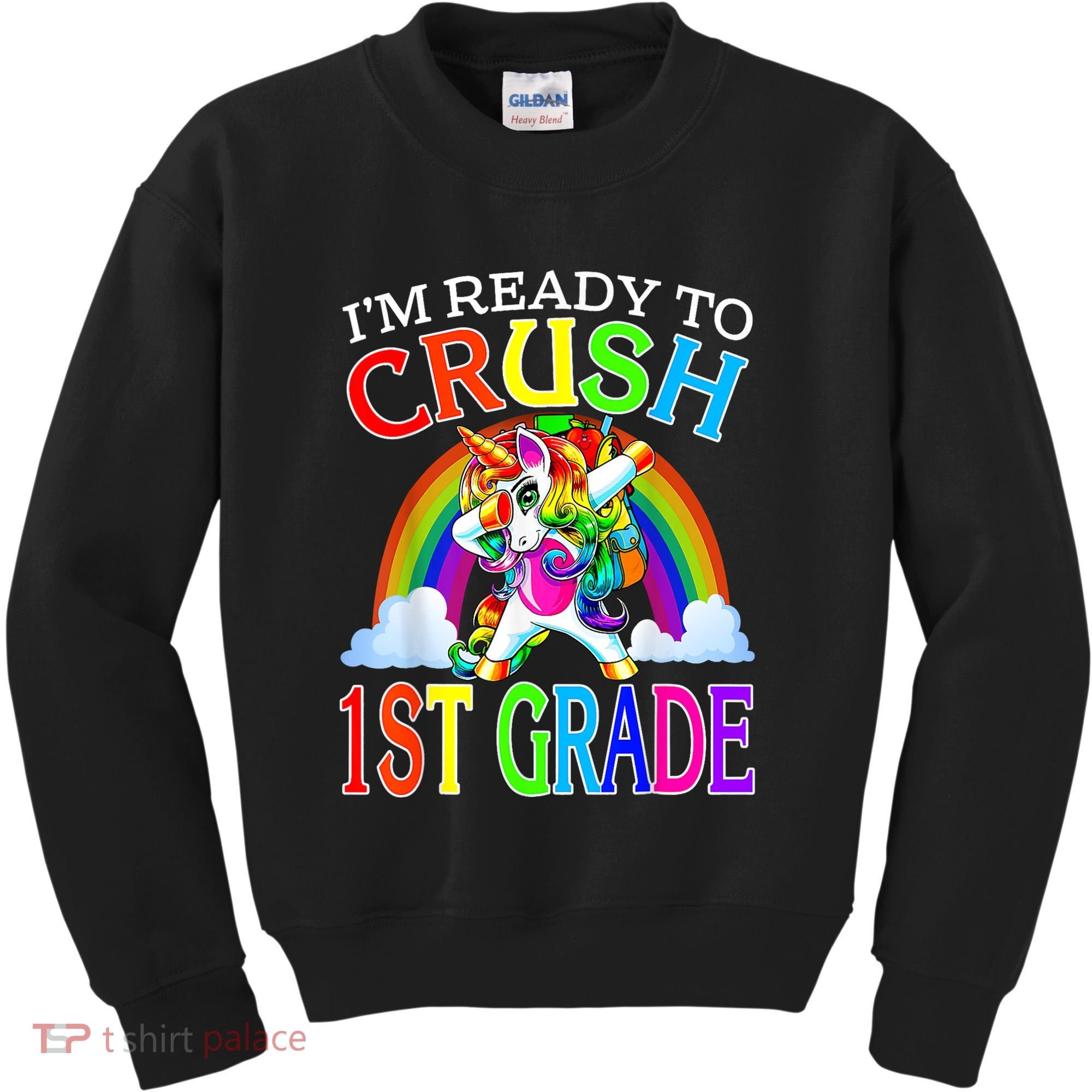 Im Ready To Crush 1st Grade Dabbing Unicorn Back To School Kids Sweatshirt